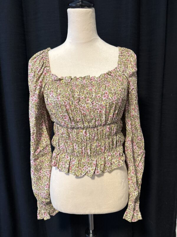 Yellow/Pink Print Floral Blouse - Image 2