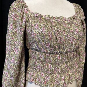 Yellow/Pink Print Floral Blouse