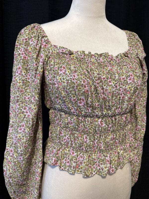Yellow/Pink Print Floral Blouse