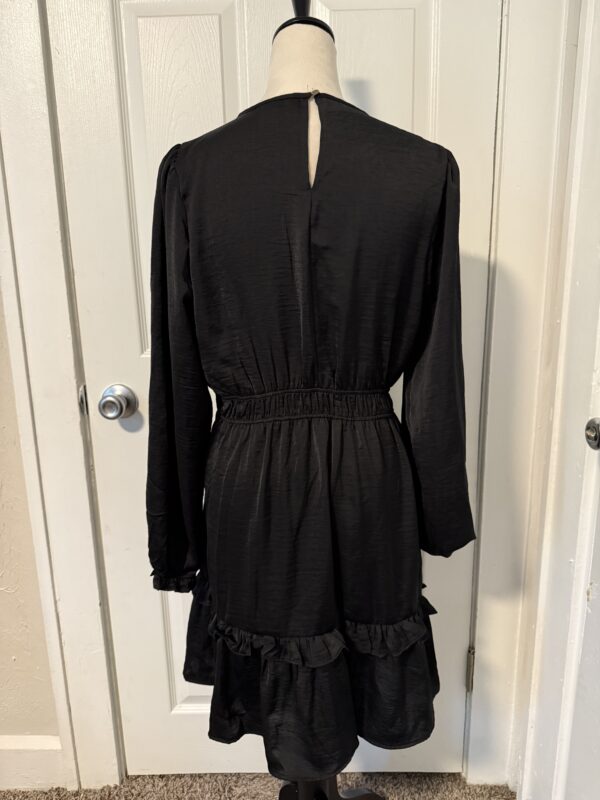 Black Silky Long Sleeve Dress - Image 3