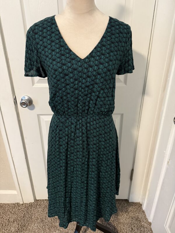 Dark Green and Black Print Dress - Image 2