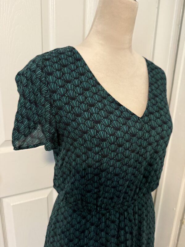 Dark Green and Black Print Dress