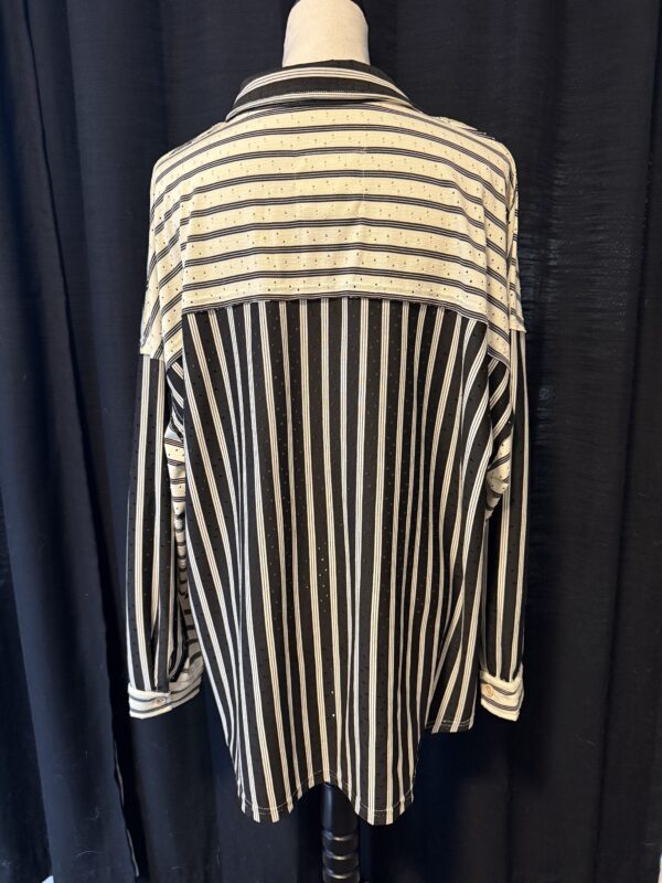 Black and White Stripe Retro Blouse - Image 4