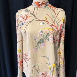 Tan Floral Formal Blouse