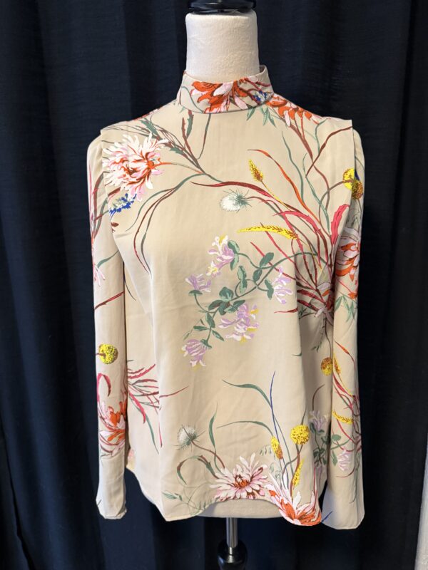 Tan Floral Formal Blouse