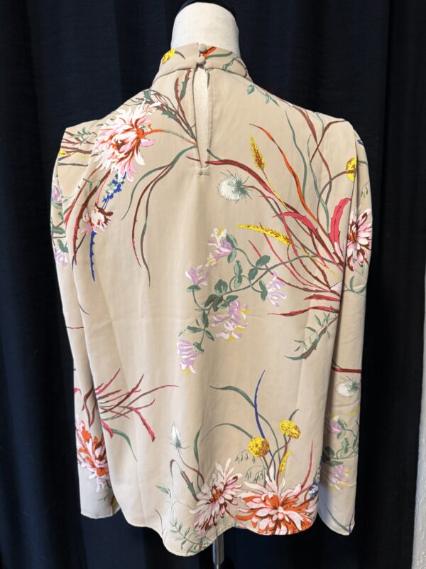 Tan Floral Formal Blouse - Image 3